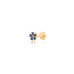 Piercing Acero Dorado 4,5mm PZA0004DOZA Flor Con Circonitas Azul