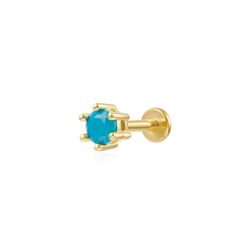 Piercing Acero Dorado 4mm PZA0018DOTU Circonita Central Turquesa