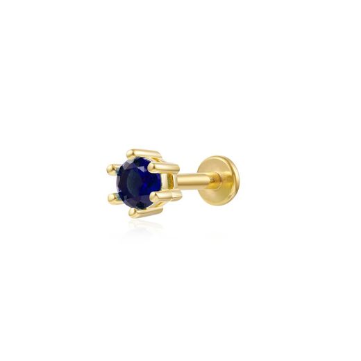 Piercing Acier Doré 4mm PZA0018DOZA Zircon Central Bleu