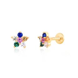 Piercing Acero Dorado 5mm PZA0005DOVA Estrella Con Circonitas Multicolor
