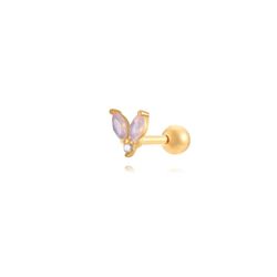 Piercing Acero Dorado 6mm PZA0014DOOR Flor Con Circonitas