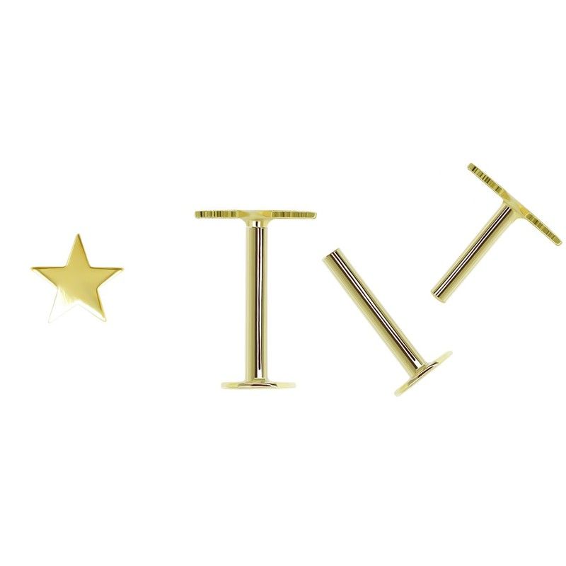 Piercing Nariz Oro 18kts Estrella 4X4mm Cierre Plano 8x3,5mm 0202022