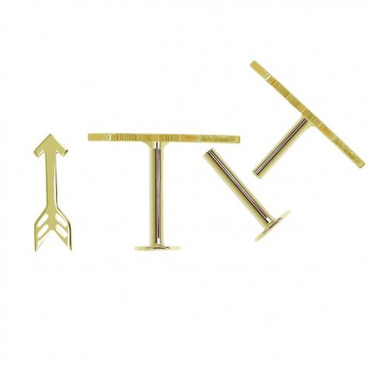 18kt Gold Nose Piercing Arrow 8X2.5mm Flat Closure 8x3.5mm 0202024
