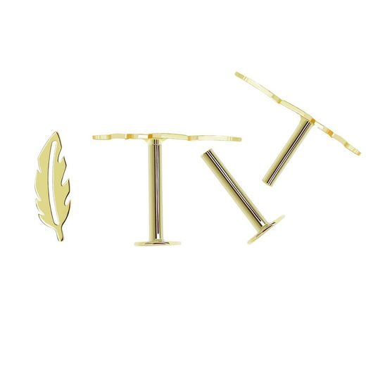 18 karat guld næsepiercing fjer 8x2,5 mm flad lukning 8x3,5 mm 0202012
