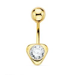 Piercing Ombligo Oro 18kts Chatón Circonita Triángulo 7x6mm 13701