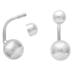 Piercing Ombligo Oro Blanco 18kts Bola 8 mm Alto 21 mm 0204638