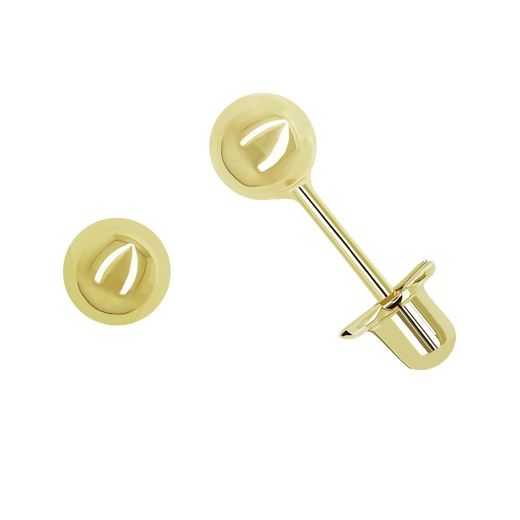 18kt Gouden Piercing 4mm Gladde Bal. Sluitdruk 0208555