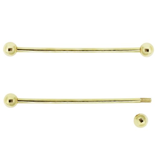 Piercing Oro 18kts Motivo Bola y Tapón De Rosca De 3.5 mm. Mide 37 mm De Largo 0202068