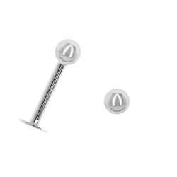 Piercing Oro Blanco 18kts Bola 2.5 mm. Cierre Plano. Alto 9 mm Aprox. 0208789