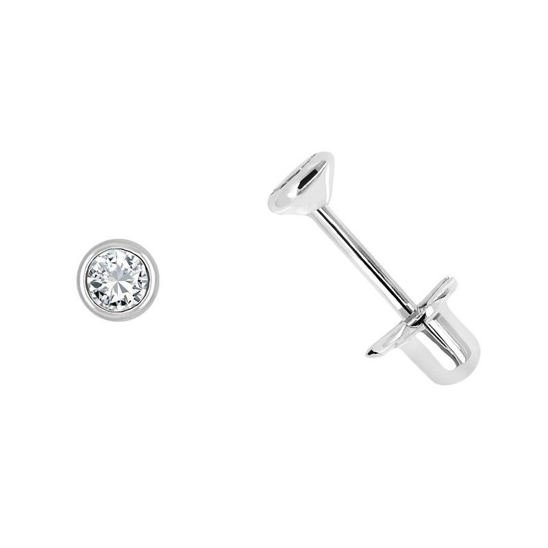 Piercing Oro Blanco 18kts Circonita Con Bocel De 3,5 mm. Cierre Presión 0202220