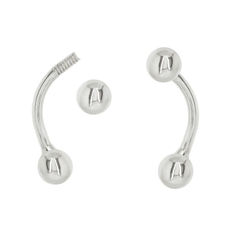 Piercing Oro Blanco 18kts Motivo Bola Tapón Rosca 3,5 mm. Mide 14 mm De Alto 0205257