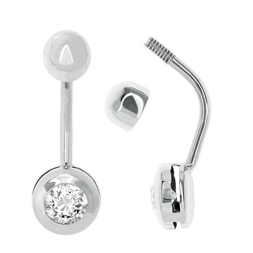 Piercing rond en or blanc 18 carats avec zircons 6,5 mm 0204643