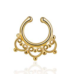 Piercing Plata Dorada 15mm PE00106DO Septum Flor