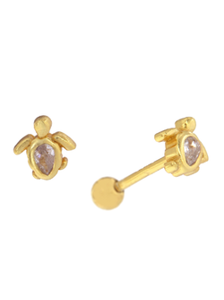 Piercing Plata Dorada Mujer PTR 19/C Tortuga Circonita