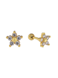 Piercing Plata Dorada Mujer PTR 22/C Flor Circonitas