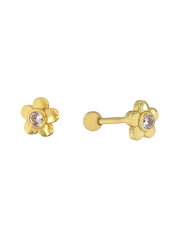 Piercing Plata Dorada Mujer PTR 24/C Flor Circonita