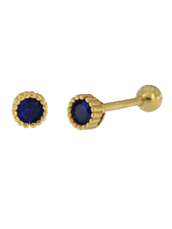 Piercing Plata Dorada Mujer PTR 28/ZC Circonita Azul