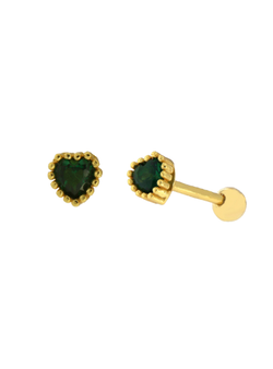 Piercing Plata Dorada Mujer PTR 43/VC Corazón Circonita Verde