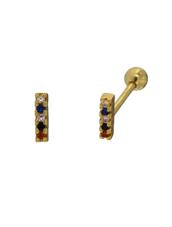 Piercing Plata Dorada Mujer PTR 45/1C Circonitas Multicolor