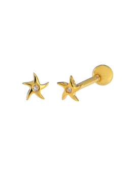 Piercing Plata Dorada Mujer PTR 4/C Estrella Circonita