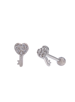 Piercing Plata Mujer PTR 25 Llave Corazón Circonita