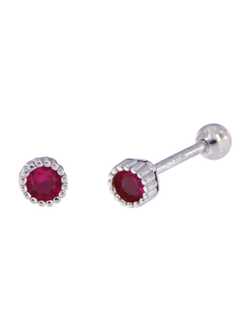 Piercing Plata Mujer PTR 28/R Circonita Roja