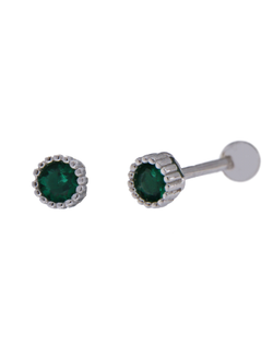 Piercing Plata Mujer PTR 28/V Circonita Verde