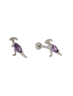 Piercing Plata Mujer PTR 35/A Dinosaurio Circonita Morada
