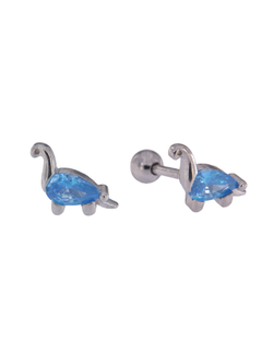 Piercing Plata Mujer PTR 37/S Dinosaurio Circonita Azul