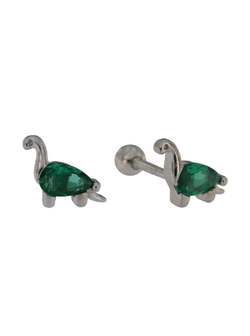 Piercing Plata Mujer PTR 37/V Dinosaurio Circonita Verde