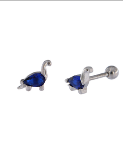 Piercing Plata Mujer PTR 37/Z Dinosaurio Circonita Azul