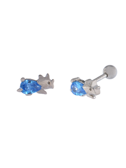 Piercing Plata Mujer PTR 38/S Dinosaurio Circonita Azul