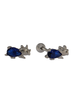 Piercing Plata Mujer PTR 38/Z Dinosaurio Circonita Azul