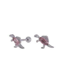 Piercing Plata Mujer PTR 39/P Dinosaurio Circonita Rosada