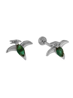 Piercing Plata Mujer PTR 40/V Dinosaurio Circonita Verde