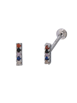 Piercing Plata Mujer PTR 45/1 Circonitas Multicolor