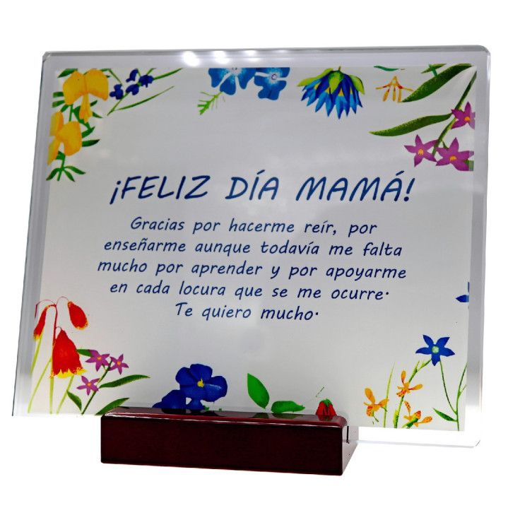 Placa Homenaje Cristal 24x20x1cm P-3007 Base Madera Lisa
