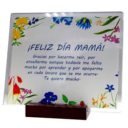 Placa Homenaje Cristal 24x20x1cm P-3007 Base Madera Lisa