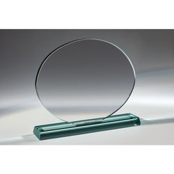 Placa Homenaje Cristal 24x21x1cm P-3000 Oval C/ Base