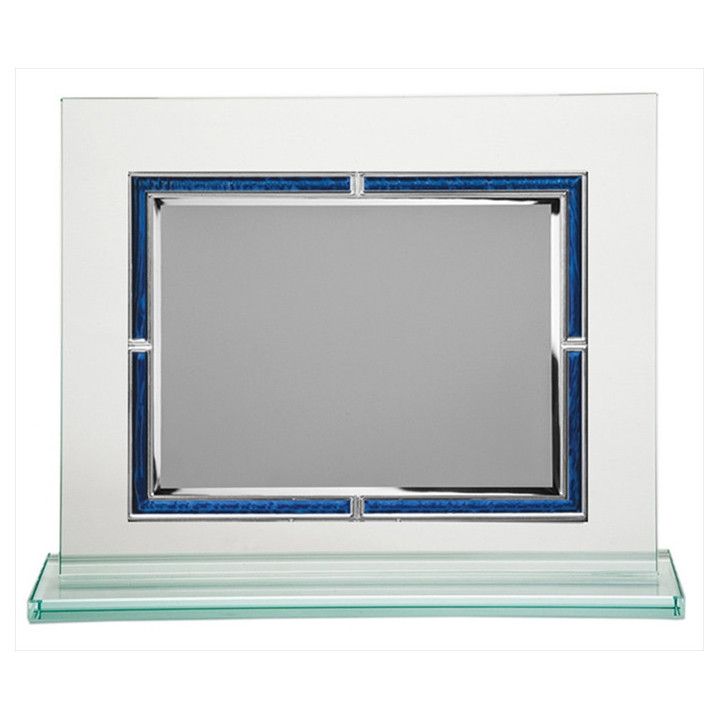 Placa Homenaje Cristal-Aluminio 19x15,5cm P-2229/2C Bordes Azules