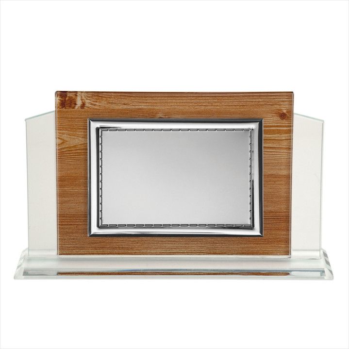 Placa Homenaje Cristal-Aluminio 21x17x6cm P-2232/3C Bordes Detallados