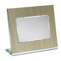 Placa Homenaje Cristal-Aluminio 22x17,5cm P-3024/3C Chapa Bordes Detallados 16x12cm