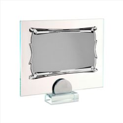 Placa Homenaje Cristal-Aluminio 22x17cm P-2269/3C Pergamino C/Pie