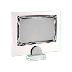 Placa Homenaje Cristal-Aluminio 22x17cm P-2270/3C Bordes Detallados C/Pie