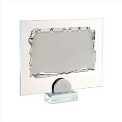 Placa Homenaje Cristal-Aluminio 22x17cm P-2272/3C Pergamino C/Pie