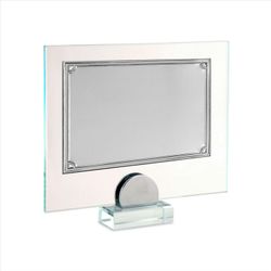 Placa Homenaje Cristal-Aluminio 22x17cm P-2273/3C Pie Chapa Detalles Esquinas