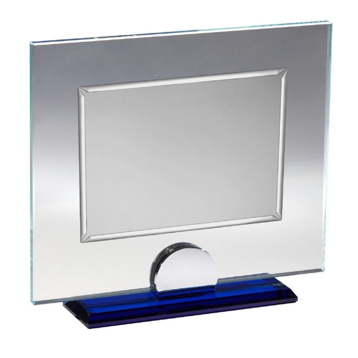 Placa Homenaje Cristal-Aluminio 22x18,5cm P-3036/3C Base Azul Chapa 16x12cm