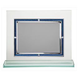 Placa Homenaje Cristal-Aluminio 23x18cm P-2229/1C Bordes Azules