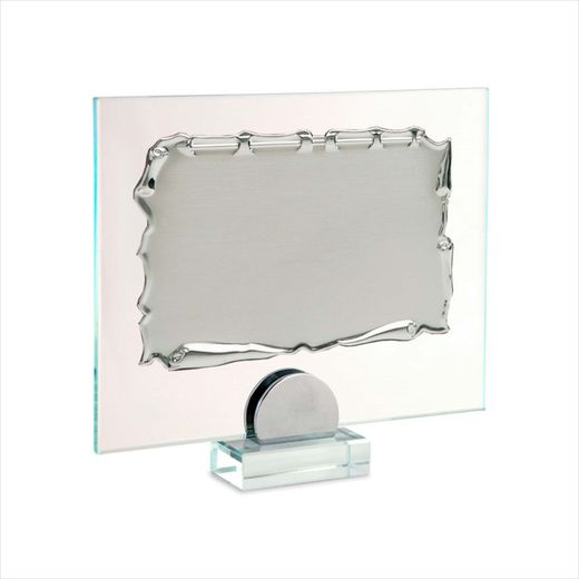 Placa Homenaje Cristal-Aluminio 24x19cm P-2272/2C Pergamino C/Pie