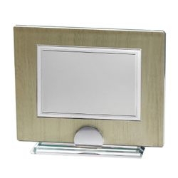 Placa Homenaje Cristal-Aluminio 24x20cm P-3013/3C Chapa Bordes Perlados 16x12cm